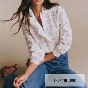 Sezane Chlo Blouse Lace Ecru Size 44